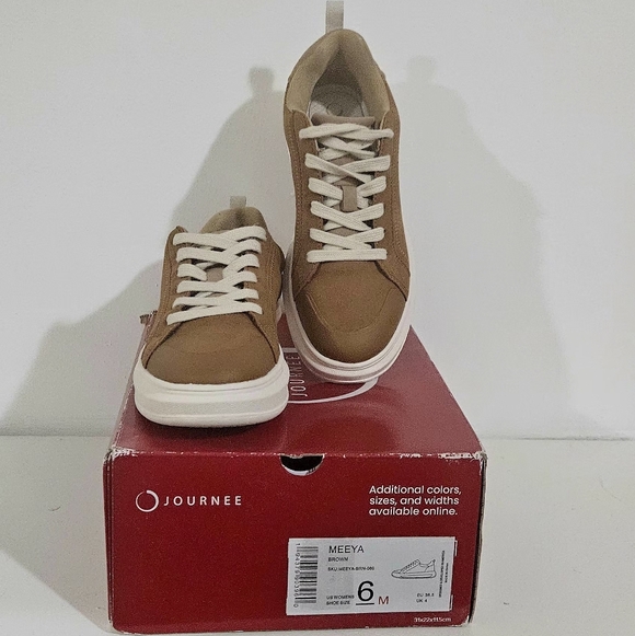 journee Shoes - Journee Meeya Women's Casual Lace-Up Sneakers / Brown / Size 6